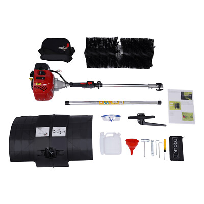 2 Stroke 52CC Gas Power Broom Handheld Sweeper Driveway Turf Grass Snow Cleaning