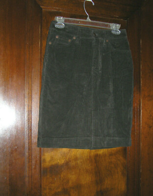 BANANA REPUBLIC BROWN STRAIGHT BACK SLIT KNEE LINGTH SKIRT SZ 4 1219 fa