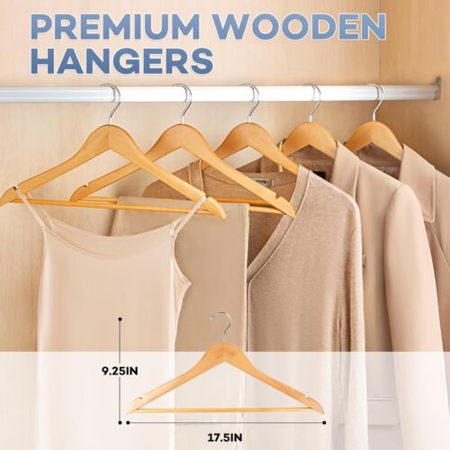 Wooden Hangers 8 Pack, Heavy Duty Wood Hangers for Coats, Suits,