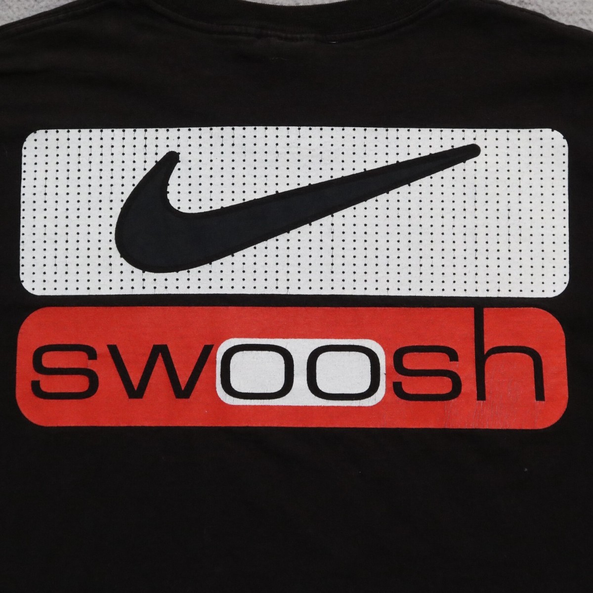 希少 90s OLD NIKE Big Swoosh Logo T-shirt Vintage 90s Nike Big Swoosh Logo Shirt Size L Black Center | eBay