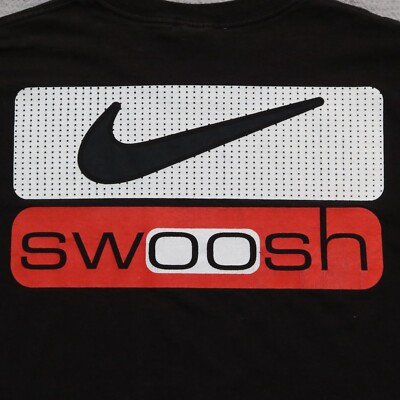 Vintage 90s Nike Big Swoosh Logo Shirt Size L Black Center | eBay