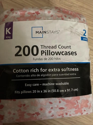 Mainstays King Size Pink Floral Flat Sheet & 2 Pillowcases Set - Picture 3 of 4