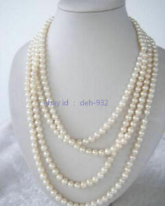 Genuine white freshwater cultured pearl 7-8mm necklace 50 inches long