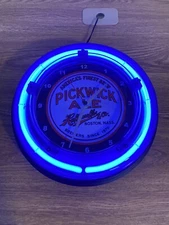Pickwick Ale Boston Beer Bar Man Cave Neon Wall Clock Advertising Sign