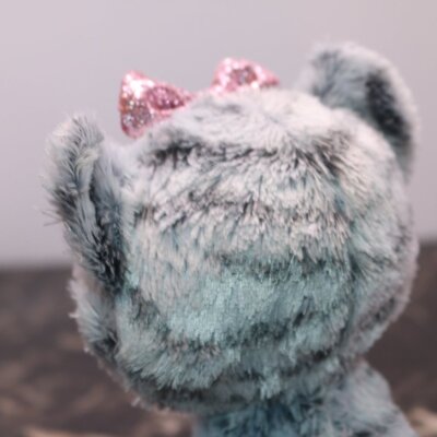 Ty Beanie Boos Kiki Grey Cat Stuffed Animal Plush Toy Pink Bow
