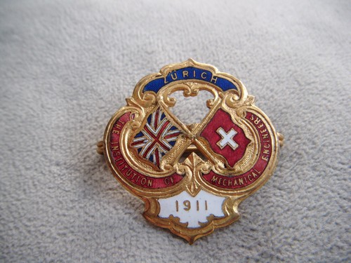 Rare 1911 ZURICH INSTITUTION OF MECHANICAL ENGINEERS enamel badge by VAUGHTONS - Picture 6 of 6