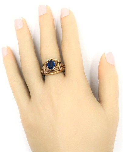 Spinel 9ct Yellow Gold Class Ring - Embossed San Carlos Cebu City University - Picture 2 of 12