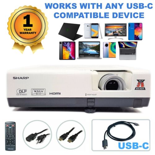 Sharp PG-D3050W DLP Projector - Home Theater Professional Streaming bundle USB-C - Picture 1 of 6