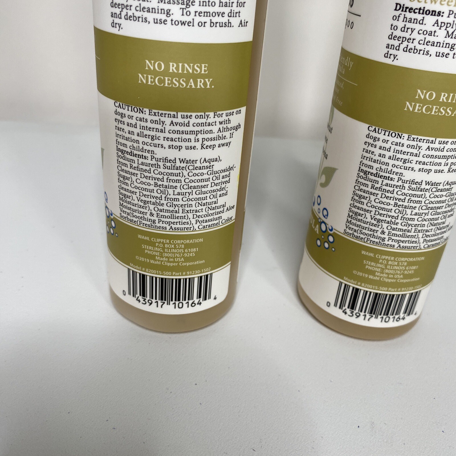 Wahl Waterless No Rinse Shampoo Dogs Cats Pets Set Of 4 Oatmeal Formula