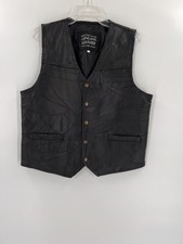 Navarre Leather Company Vest Womens Large Black Biker Italian Stone Design