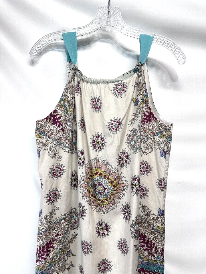 Julie Brown 100% Cotton Floral Sleeveless Halter Shift Dress Sun Dress Lined 6 - Image 3 of 4