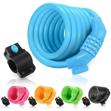 ETRONIC 6 ft. Bike Lock Cable - Resettable Combo, Anti-Theft Security (Blue)