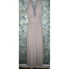 LULUS TRICKS OF THE TRADE TAUPE CONVERTIBLE NECKLINE LINED STRETCH MAXI DRESS S