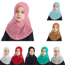 Muslim One Piece Instant Headscarf Hijab for Kids Girls Islamic Turban Wrap 2-6Y