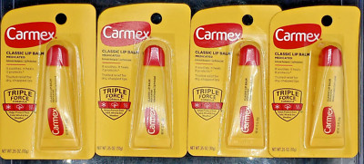 Carmex - Classic Lip Balm - Medicated Original - 0.35 Oz Each - LOT OF 4