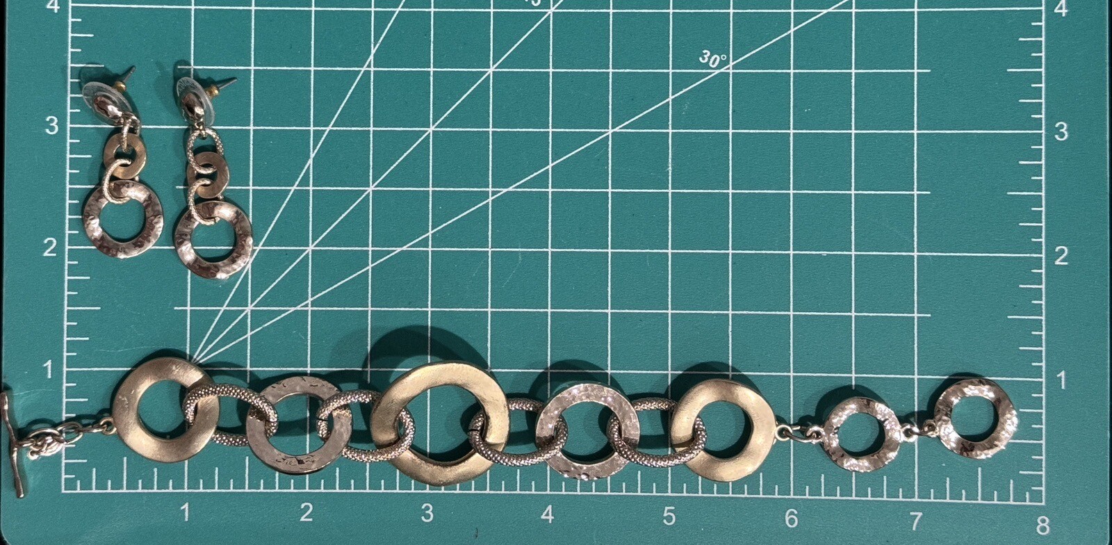 Multi Oval Link Textured Two Tone Adjustable Brac… - image 3