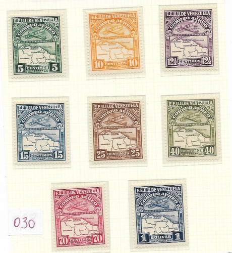 Venezuela: 1930; Scott C119-C126, 3rd set of type, first air set, MH, EBV030