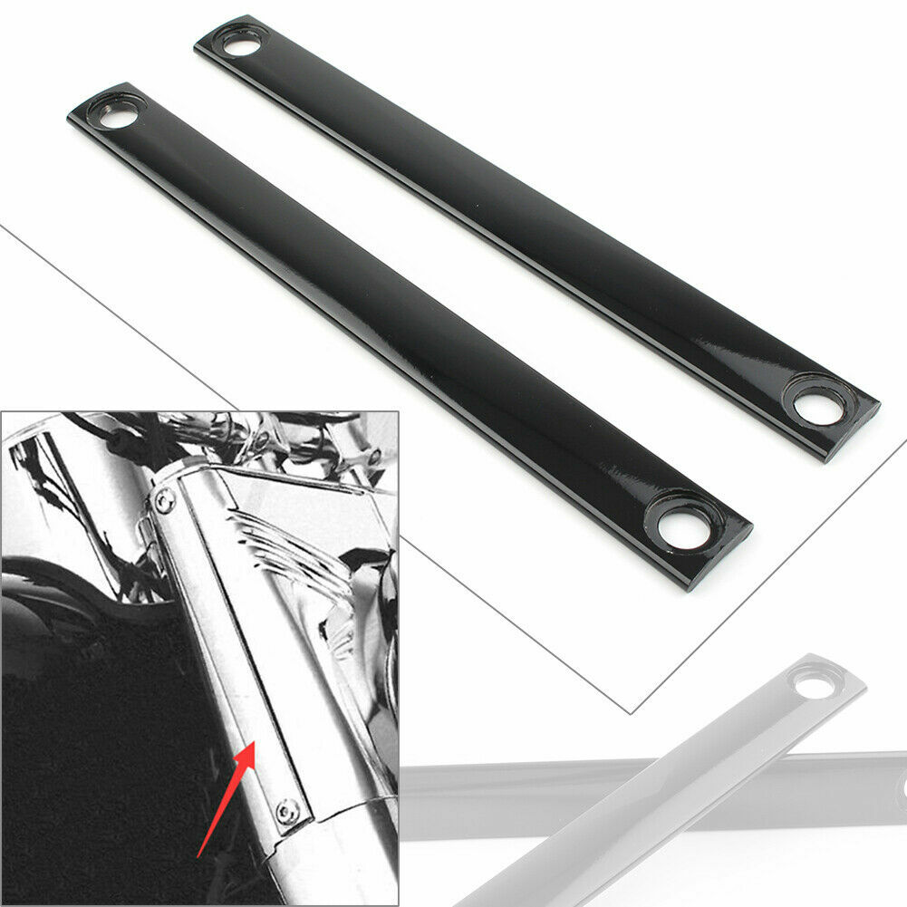 yassページ 2X Motorcycle Black CNC Front Fork Panel Accent Strips For