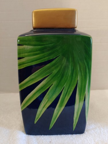 FREE Ashland Coastal Prep Littoral Chic Navy Red Green Leaves 12" Canister NWT - Picture 4 of 7