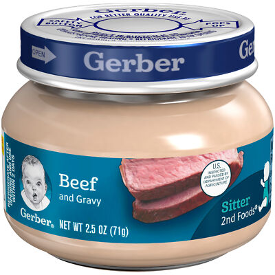 Gerber 2nd Foods Baby Food Jars Beef and Gravy Non GMO   2.5 Oz   Pack of 20