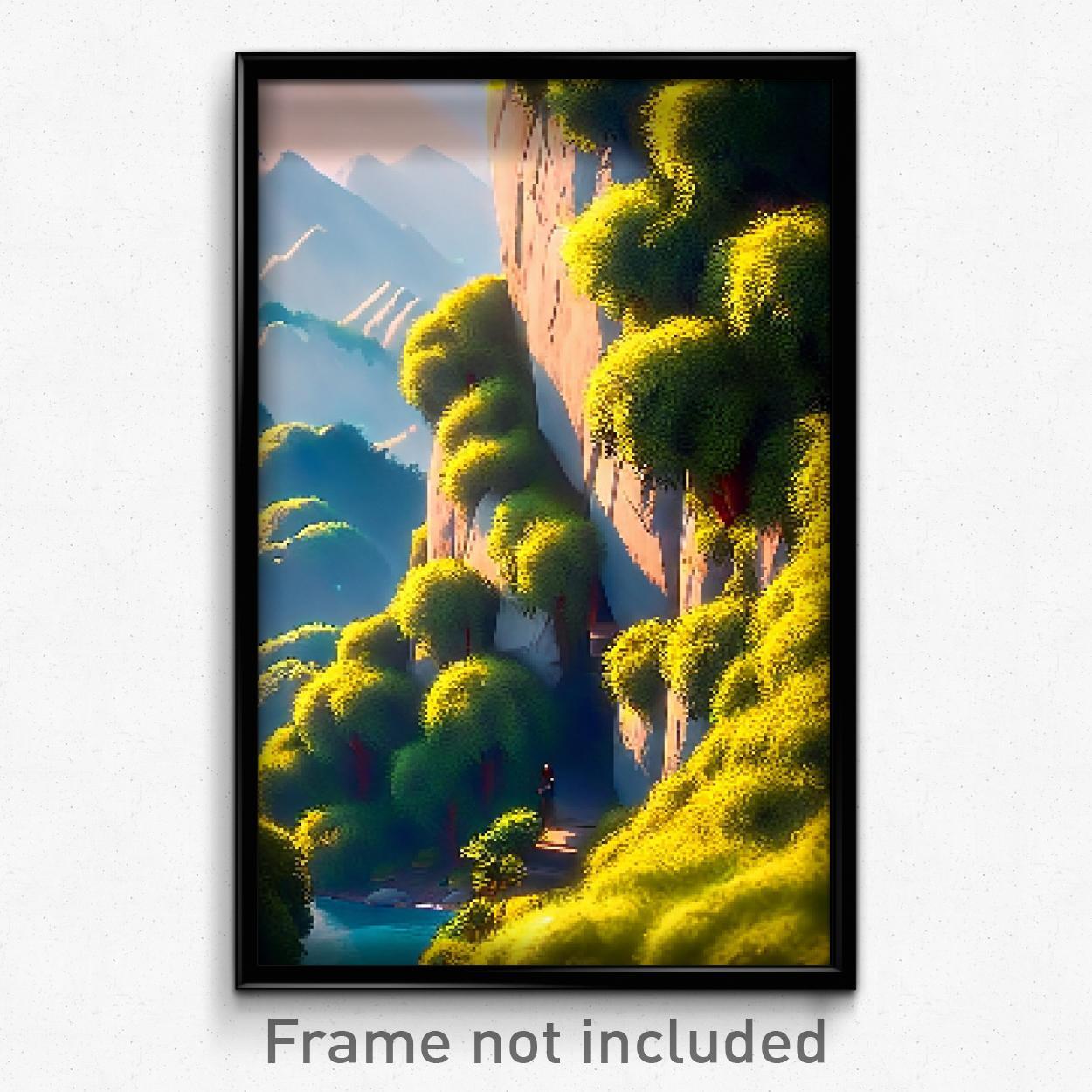 Pixel Art Poster - Amazing Territory (8 Bit Psychedelic Trippy Video Game Print)