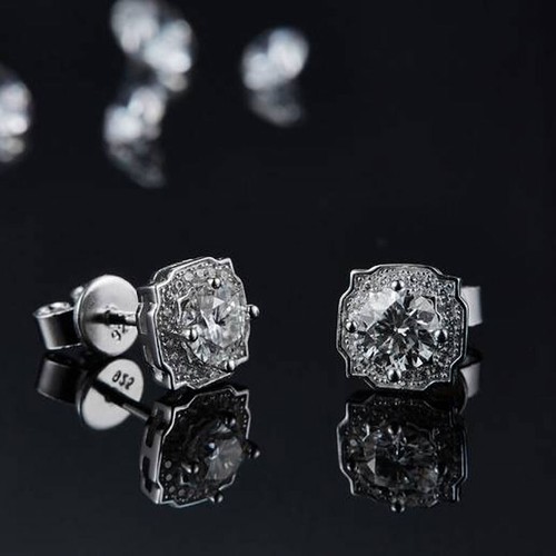 PTX Moissanite Stone Stud Earrings 1CT 925 Sterling Silver VVS1 Excellent Cut - Picture 11 of 25