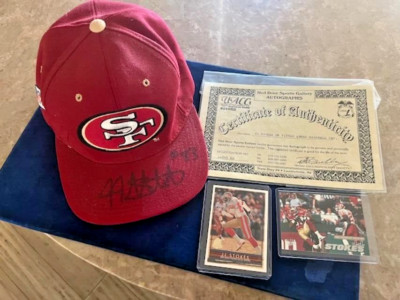 JJ Stokes SF 49ers Logo Autographed Pro Line Starter Hat w/COA Size 7 - 7 3/4