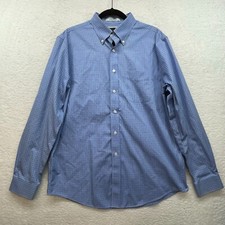 LL Bean Shirt Mens 16-35 Blue Check Classiccore Basic Normcore Career Dadcore