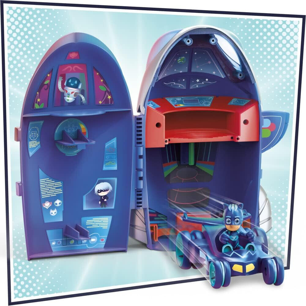 PJ Masks 2-in-1 HQ Playset Headquarters & Rocket w/ Action Figure & Play Vehicle