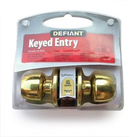 Defiant Keyed Entry Lock Set Brass Doorknob 154-709 Defiant Keyed Entry Lock Set Brass Doorknob 154-709