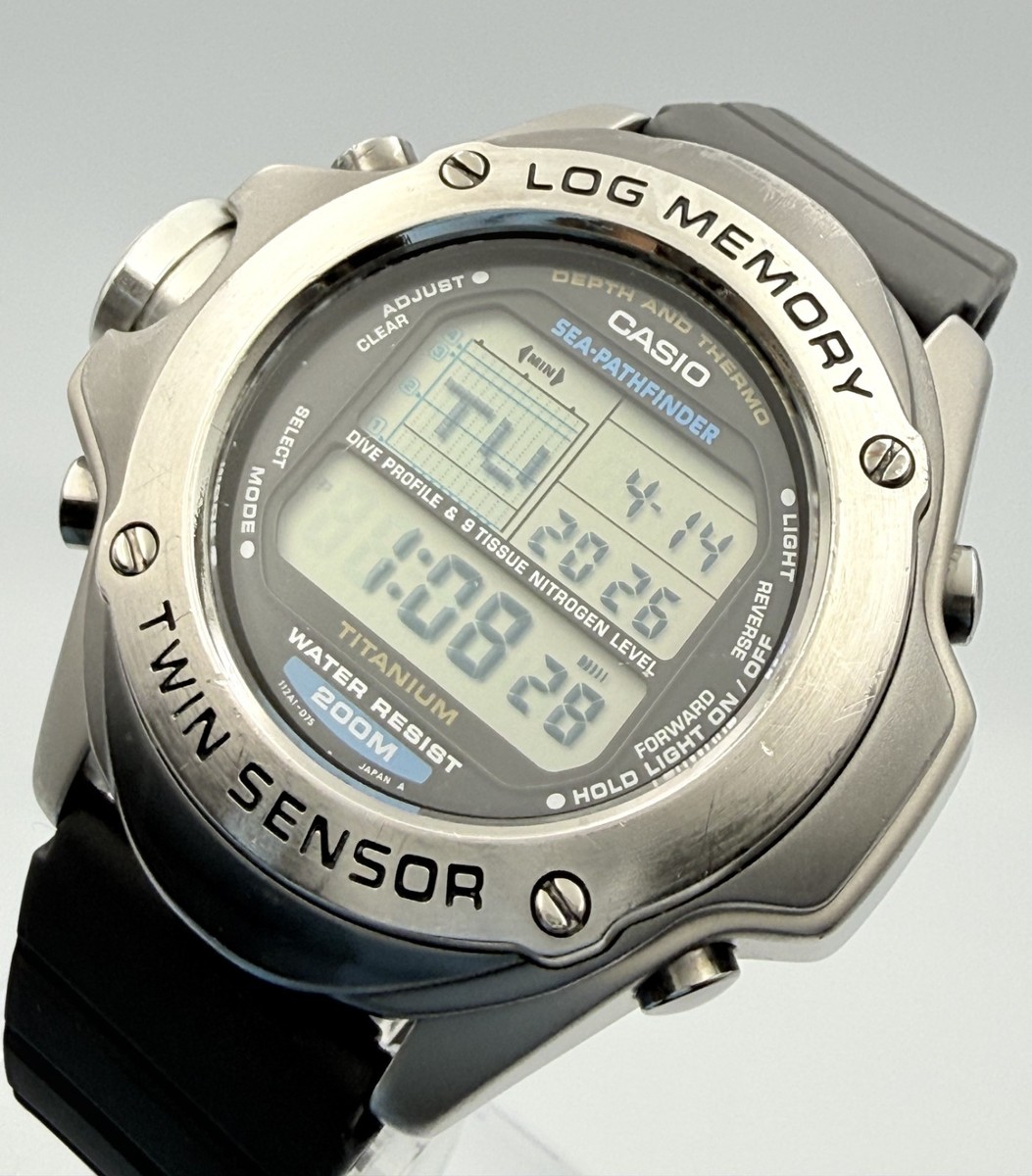 Casio Nitrogen Digital Watch Spf-100 2173 Sea Pathfinder Titanium