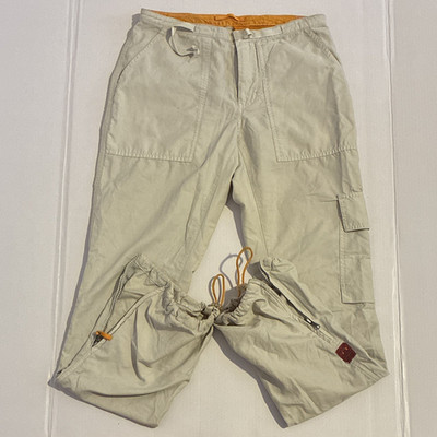 Abercrombie & Fitch Women's Beige Twill Cargo Pants Pockets Drawstring Sz 2