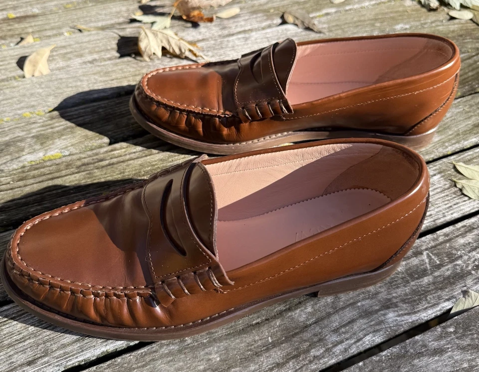 Mocasín para mujer J Crew Winona de cuero marrón talla 7 Preppy Academia Classic Foto 4 de 4