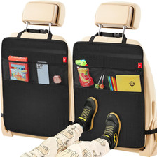 Protector asiento trasero 2 piezas para ninos impermeable bolsillos de negros