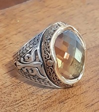 925 SILVER RING Men Solitaire Topaz Smoke Ring Sterling Man 