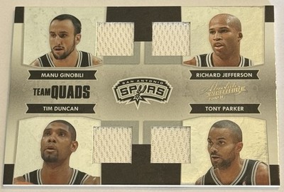 2010 Absolute Team Quads Spurs Tim Duncan, Ginobili, Parker, Jefferson 66/100 GW