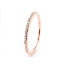 Rose Gold Sterling Silver Half Eternity Cubic Zirconia Thin Wedding Band