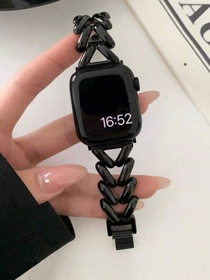 Black V-Shaped Metal Watch Band For Apple Watch 38/40/41/42/44/45mm