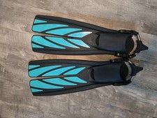 Atomic Aquatics Split Fins Open Heel W/ Spring Straps Small Aqua