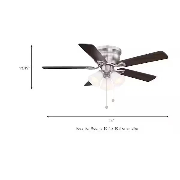 Clarkston II 44" LED Indoor Brushed Nickel Ceiling Fan Frosted Glass Light Kit - Image 4 of 4