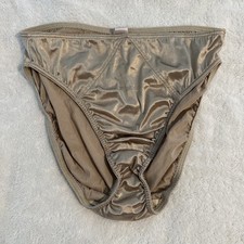 True Vintage Victoria s Secret Second Skin Satin Buff / Gold Hipster-Xl