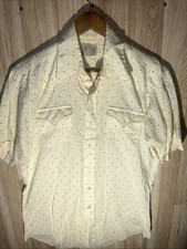 Vintage H Bar C Men  s Large Geometric Diamond Print Long Tail Button Up S/S