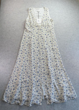 Reformation Dress Womens 10 White Floral V Neck Button Front Maxi Sleeveless