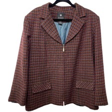 Maggie Barnes Tweed Blazer Plus 24W Multicolor Jacket Zipper Academia Heritage