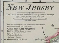 Vintage 1911 NEW JERSEY Map 11x15 Old Antique...