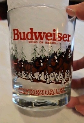 Budweiser 1992 Holiday Clydesdale Short Whiskey Highball Rock Glass 4 1/2 in.