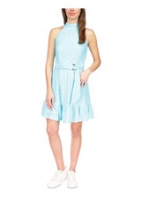 MICHAEL MICHAEL KORS Womens Turquoise Belted Back Hem Lined Short Dress XL