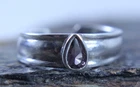 Vintage Dainty Teardrop Amethyst Adjustable Ring Size 2.75 925 Sterling Silver