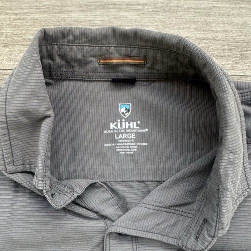 Kuhl Button Down Shirt Mens Large Long Sleeve Tapered Fit Gray Hiking Outdoors - Picture 7 of 9