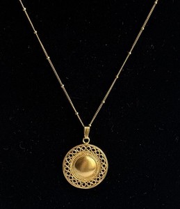 Authentic Heavy 24k Gold Plated Pre-Columbian style Sun Pendant / 14k Gold Filled Chain